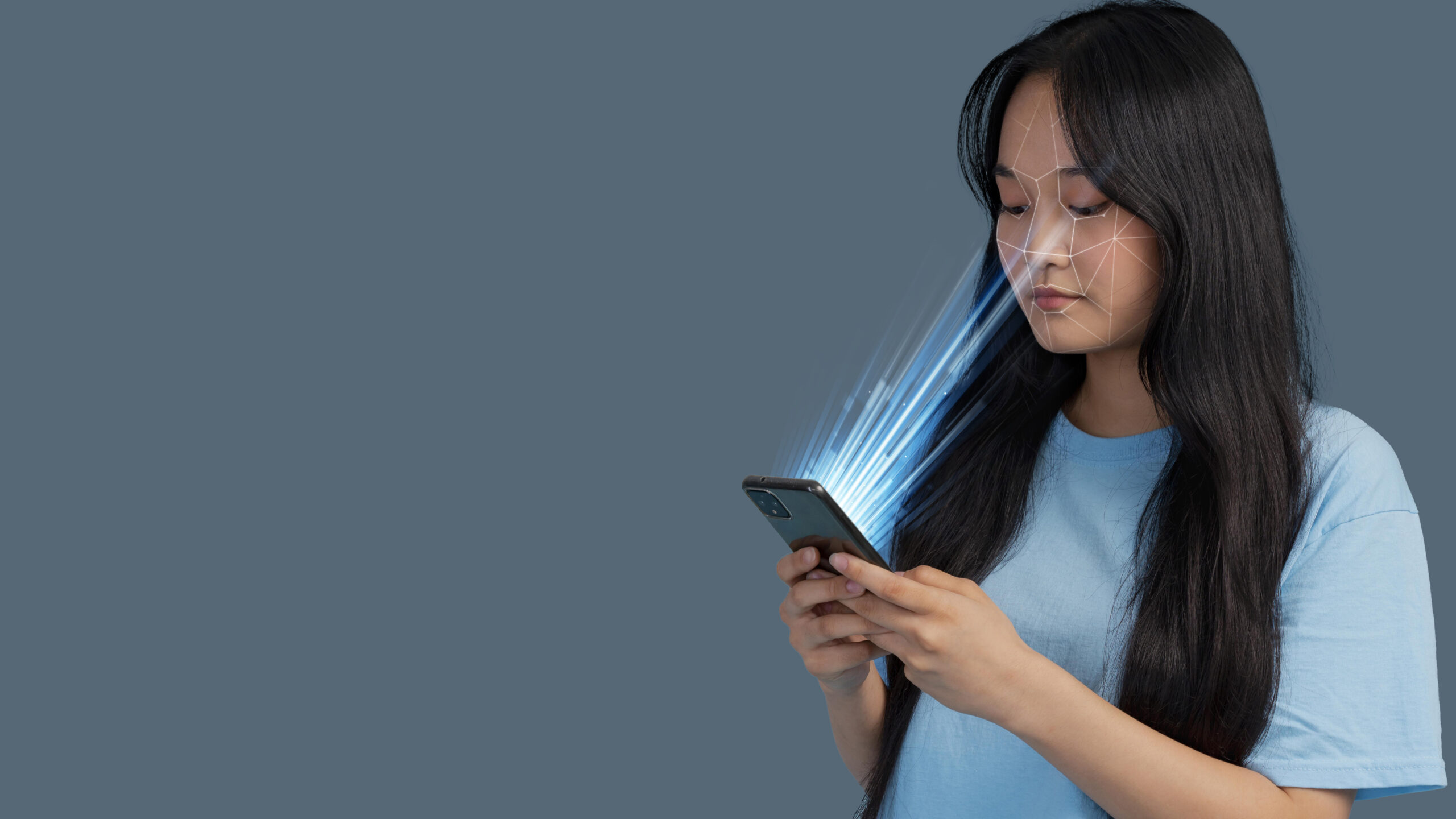 Girl scanning her face