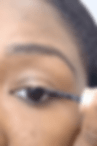 Draw a line from the dot marked on the center of your eyelid towards the end of your eyelid with your eyeliner and stay close to the eye lash line