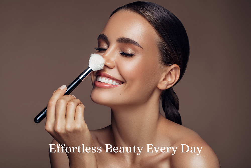 Girl holding makeup brush 