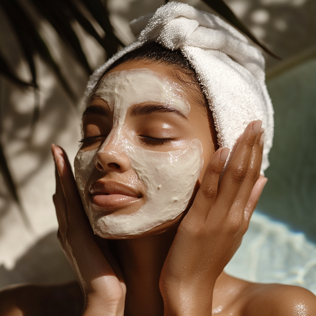 Girl getting facial mask