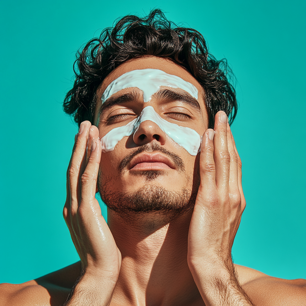 Man doing skincare