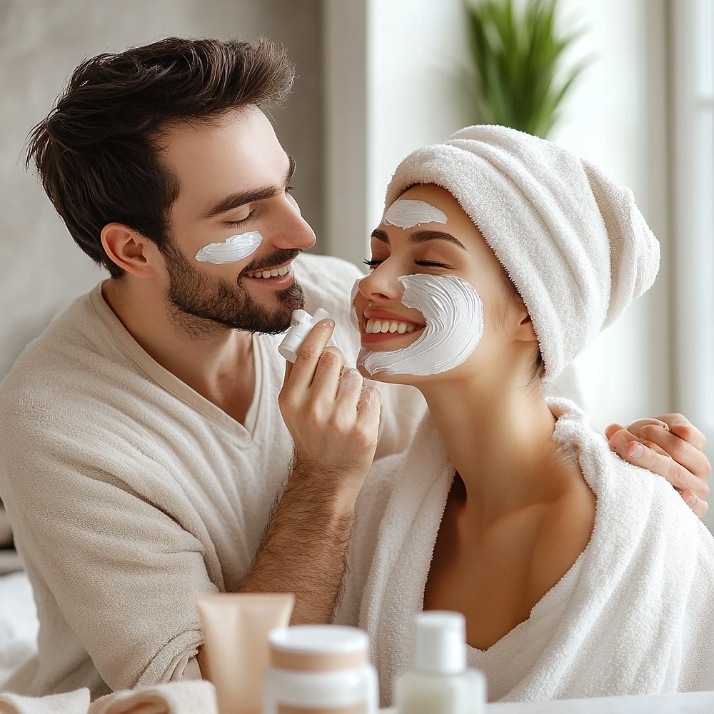 Couple doing Skincare 