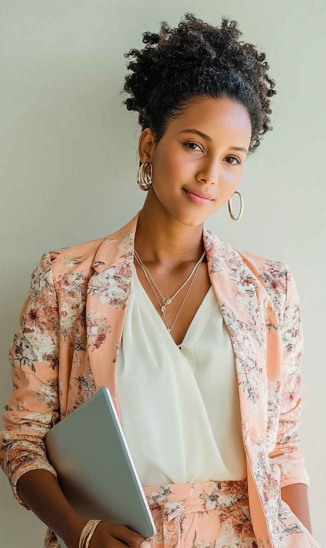 Checking Your Hairstyle Before Heading Out: Match Your Look with Your Outfit.