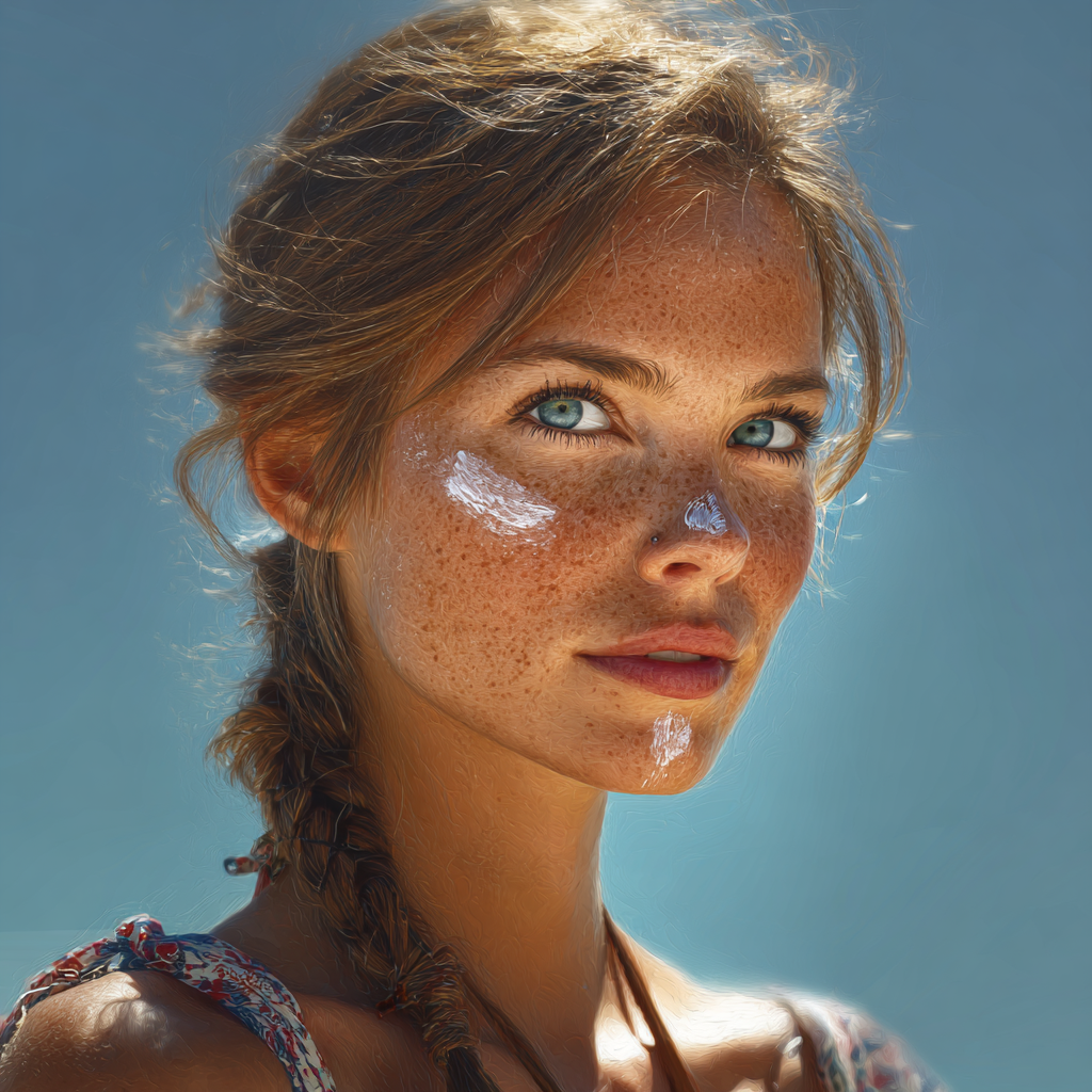 Sun-damaged skin under harsh sunlight, symbolizing the long-term effects of skipping sunscreen.
